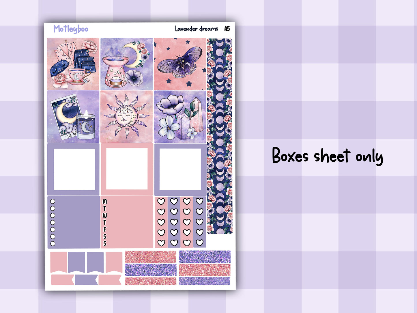 Hobonichi cousin, weekly planner sticker kit, Lavender dreams