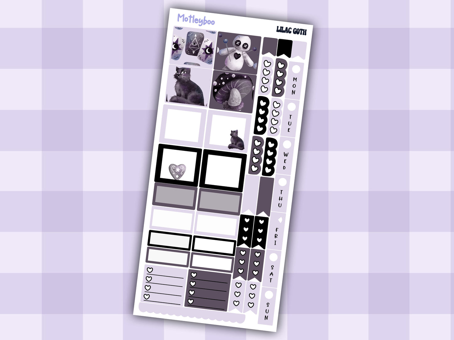 Hobonichi weeks, weekly sticker kit, witch stickers, celestial stickers, mystical stickers, witchcraft stickers, lilac goth