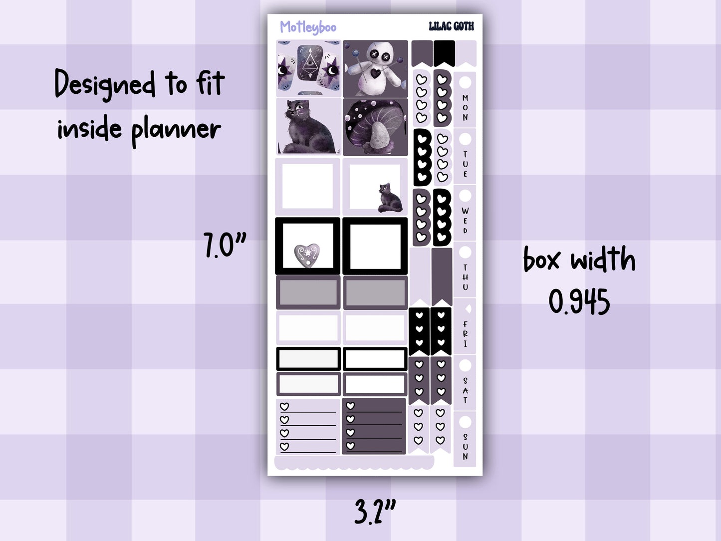 Hobonichi weeks, weekly sticker kit, witch stickers, celestial stickers, mystical stickers, witchcraft stickers, lilac goth