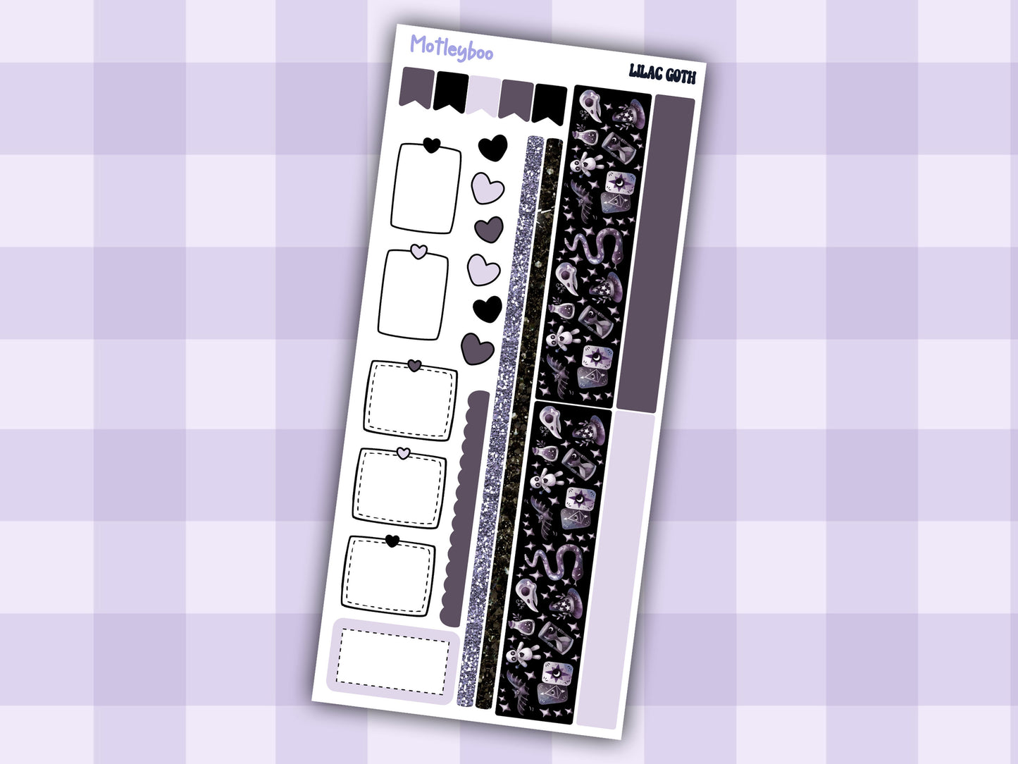 Hobonichi weeks, weekly sticker kit, witch stickers, celestial stickers, mystical stickers, witchcraft stickers, lilac goth