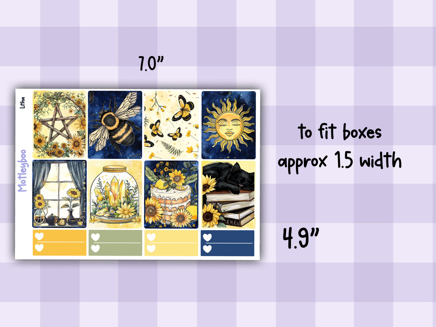 Weekly Planner Sticker Kit, Summer Solstice Celestial Vertical Planning Stickers, Litha