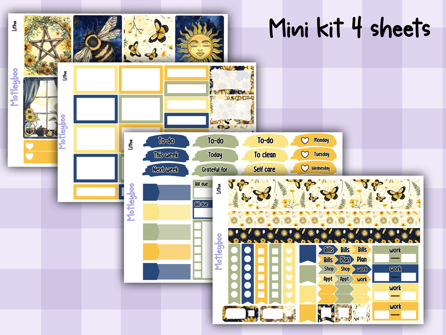 Weekly Planner Sticker Kit, Summer Solstice Celestial Vertical Planning Stickers, Litha