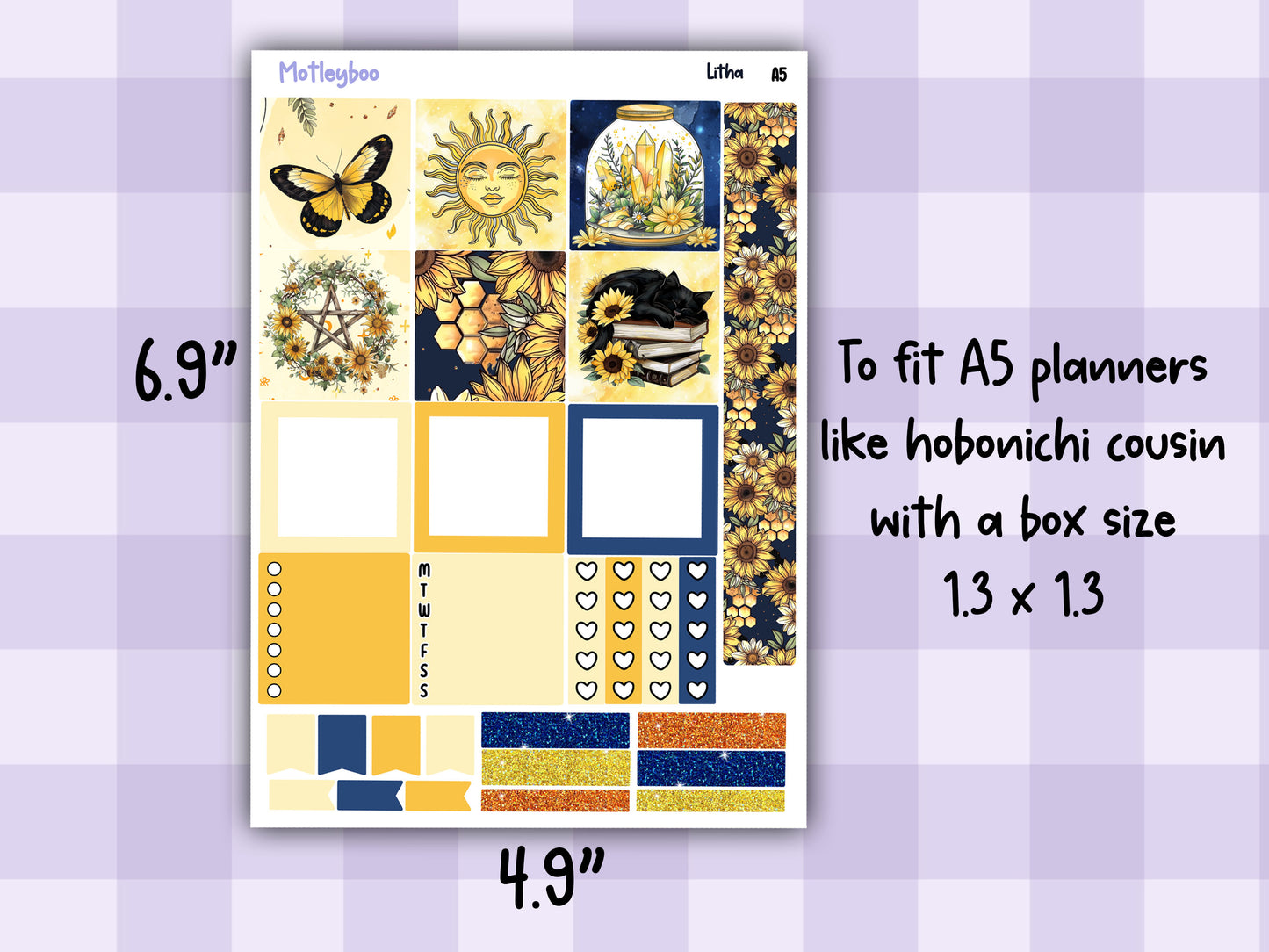 A5 Hobonichi cousin planner sticker kit, Summer planner stickers, hobonichi cousin, Litha