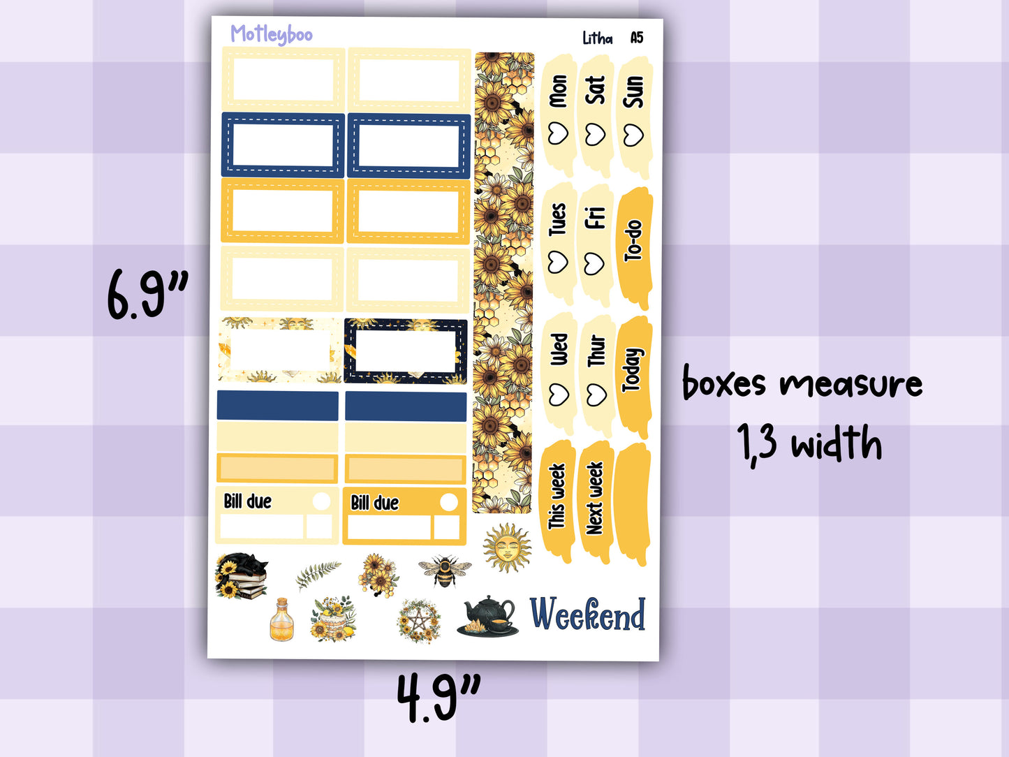 A5 Hobonichi cousin planner sticker kit, Summer planner stickers, hobonichi cousin, Litha