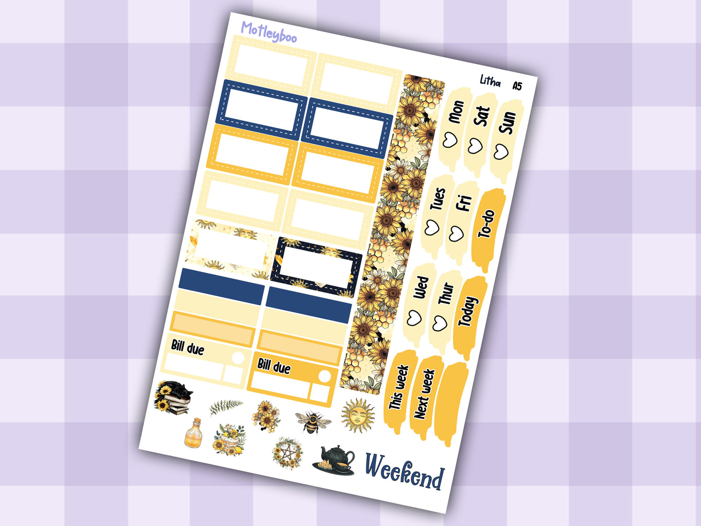 A5 Hobonichi cousin planner sticker kit, Summer planner stickers, hobonichi cousin, Litha