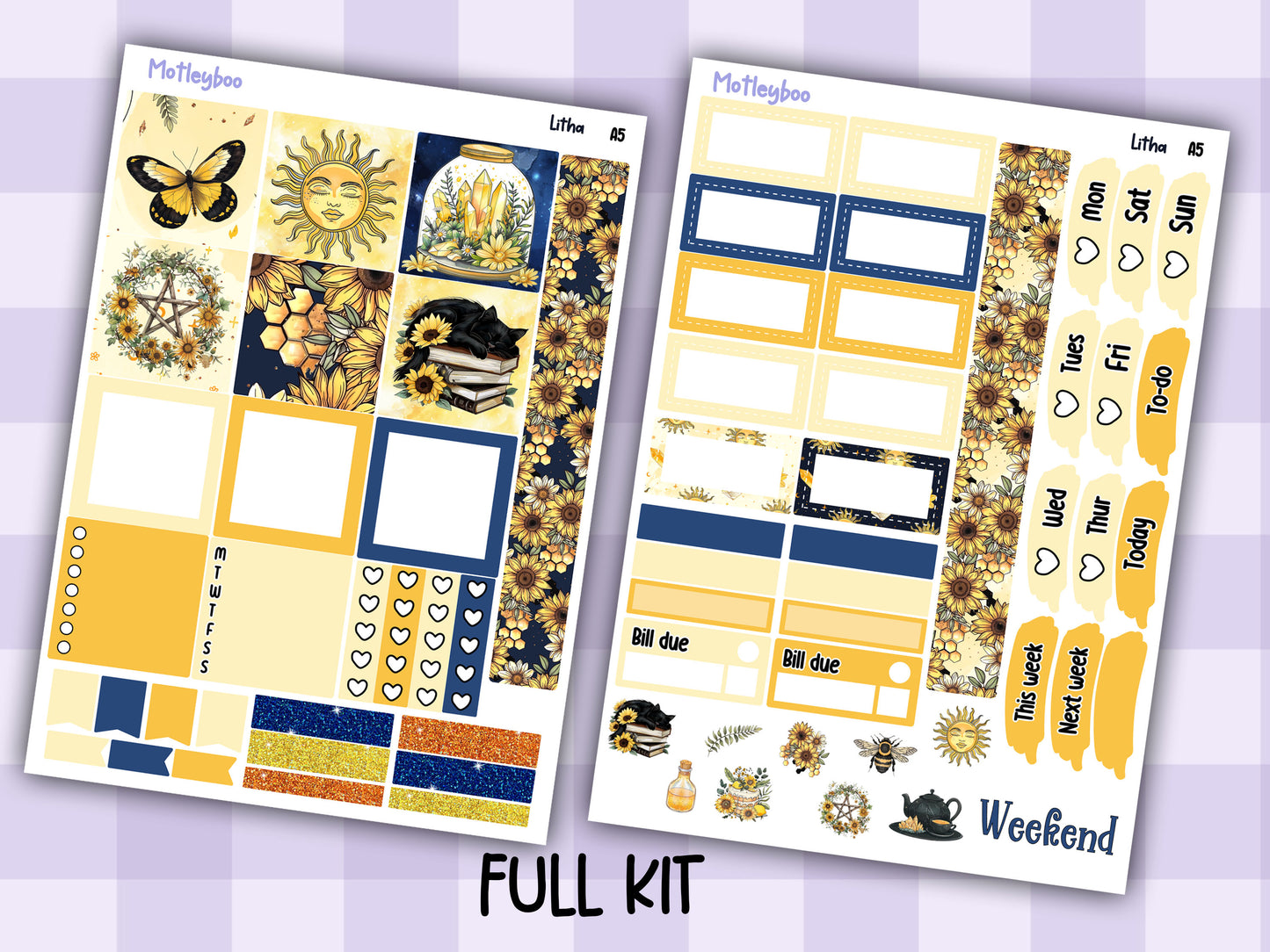 A5 Hobonichi cousin planner sticker kit, Summer planner stickers, hobonichi cousin, Litha