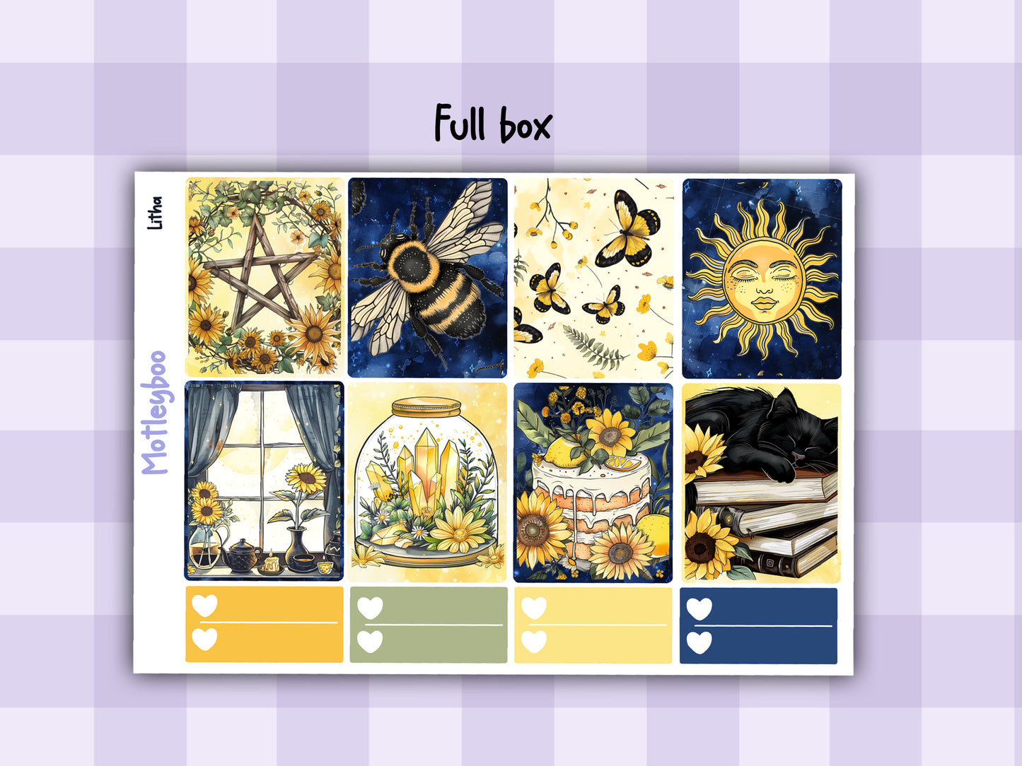 Weekly Planner Sticker Kit, Summer Solstice Celestial Vertical Planning Stickers, Litha