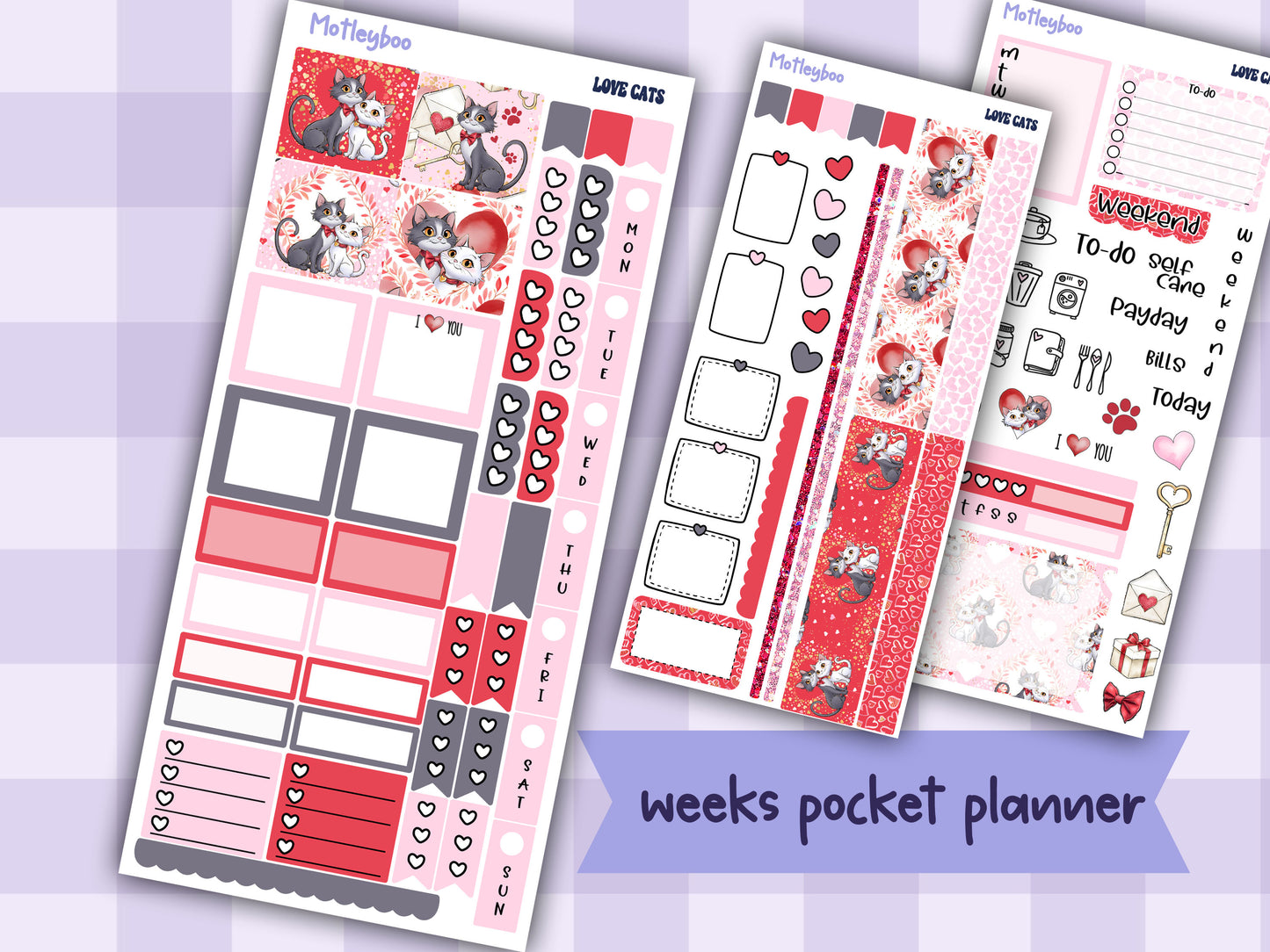 Valentines day hobonichi weeks, sticker kit, hobonichi planner, cute stickers, hobonichi functional stickers, small planner stickers, love