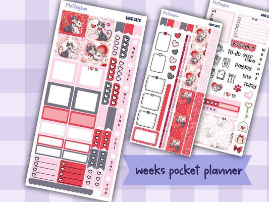 Valentines day hobonichi weeks, sticker kit, hobonichi planner, cute stickers, hobonichi functional stickers, small planner stickers, love