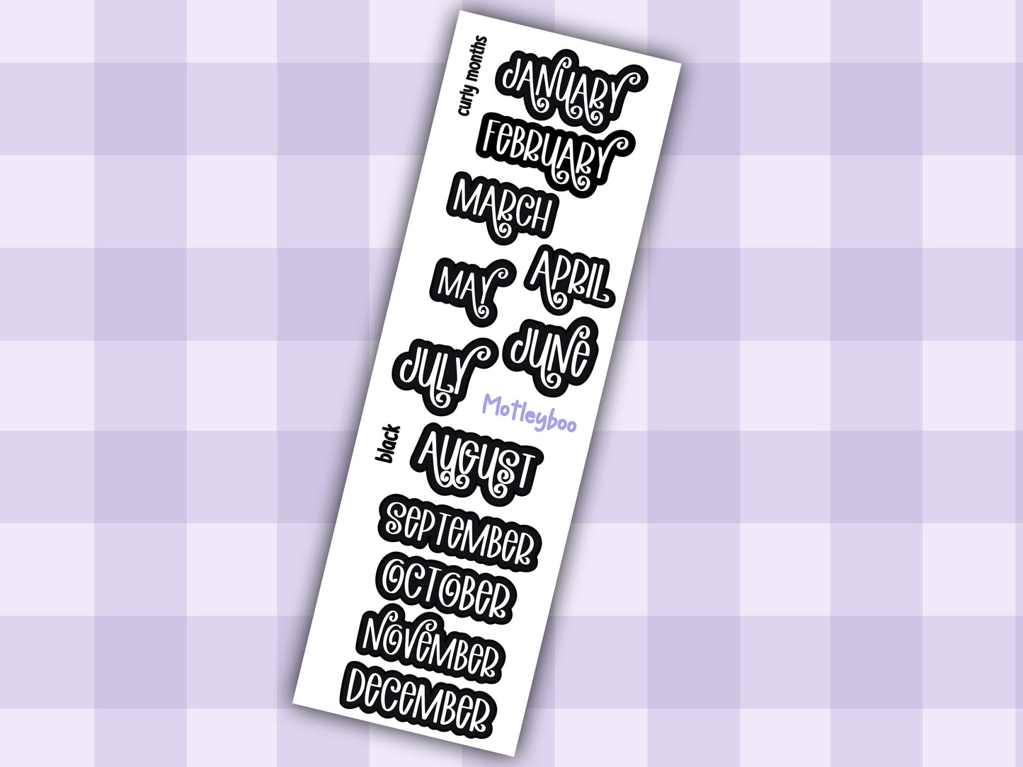 Month header date cover up stickers for vertical and A5 planners