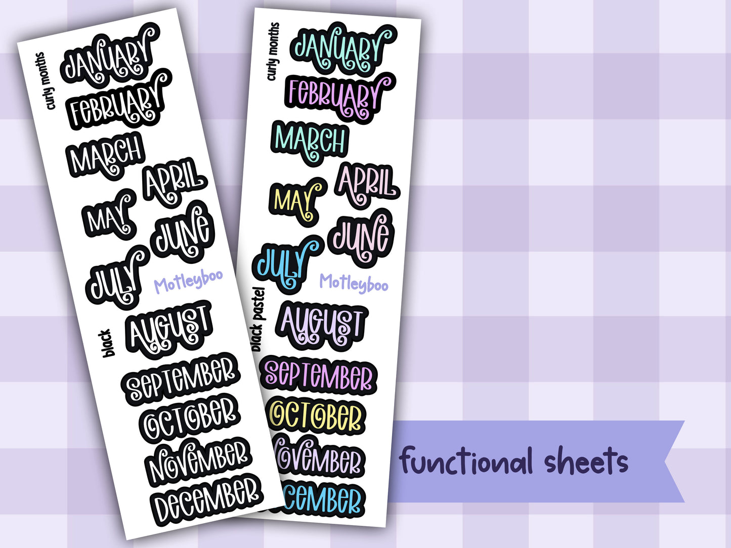 Month header date cover up stickers for vertical and A5 planners