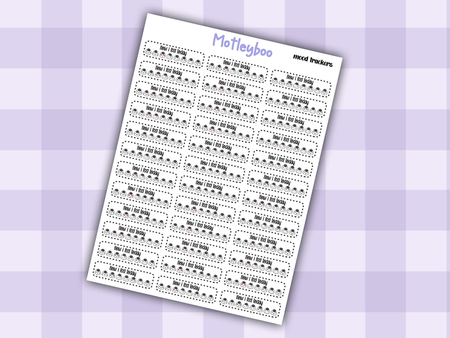 Mood tracker planner stickers, weekly planner stickers, black and white stickers, daily mood tracker stickers, how I feel today
