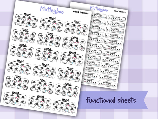 Mood tracker planner stickers, weekly planner stickers, black and white stickers, daily mood tracker stickers, how I feel today