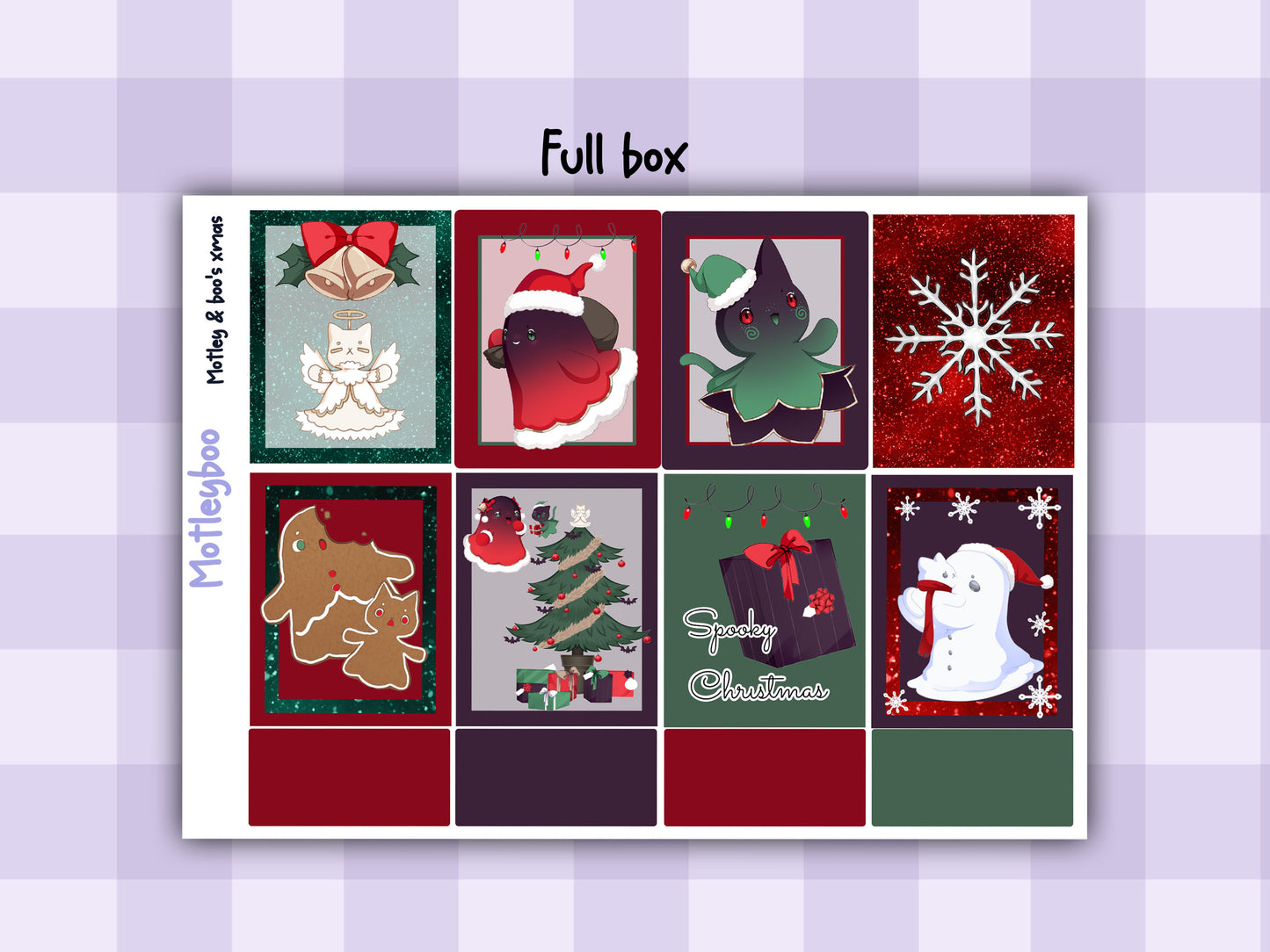 Motleyboo xmas weekly planner sticker kit for vertical planners, gifts for Christmas planning, original artwork, spooky stickers