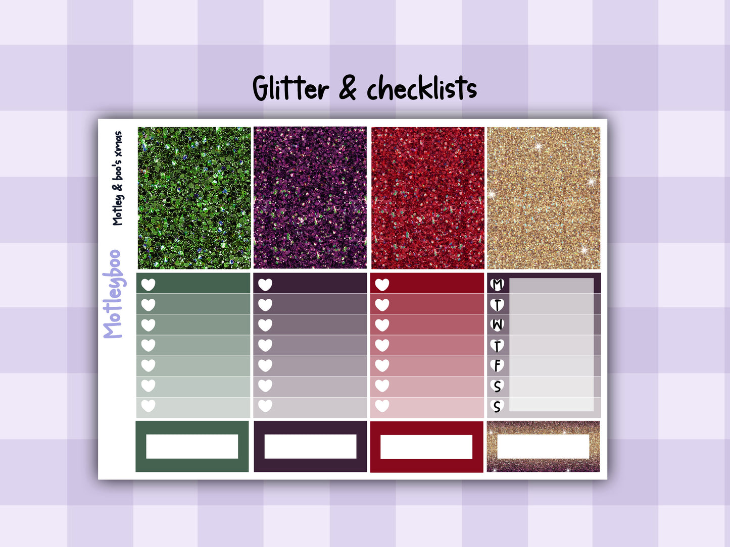 Motleyboo xmas weekly planner sticker kit for vertical planners, gifts for Christmas planning, original artwork, spooky stickers