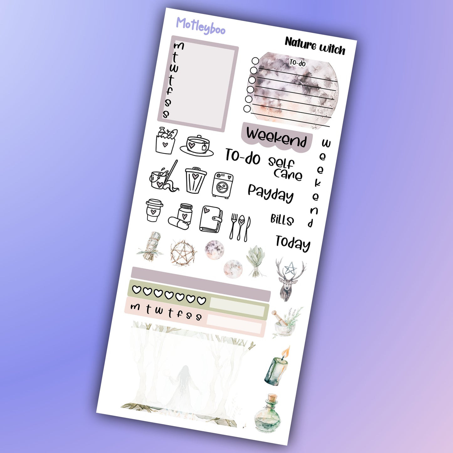 Nature witch hobonichi weekly planner sticker kit
