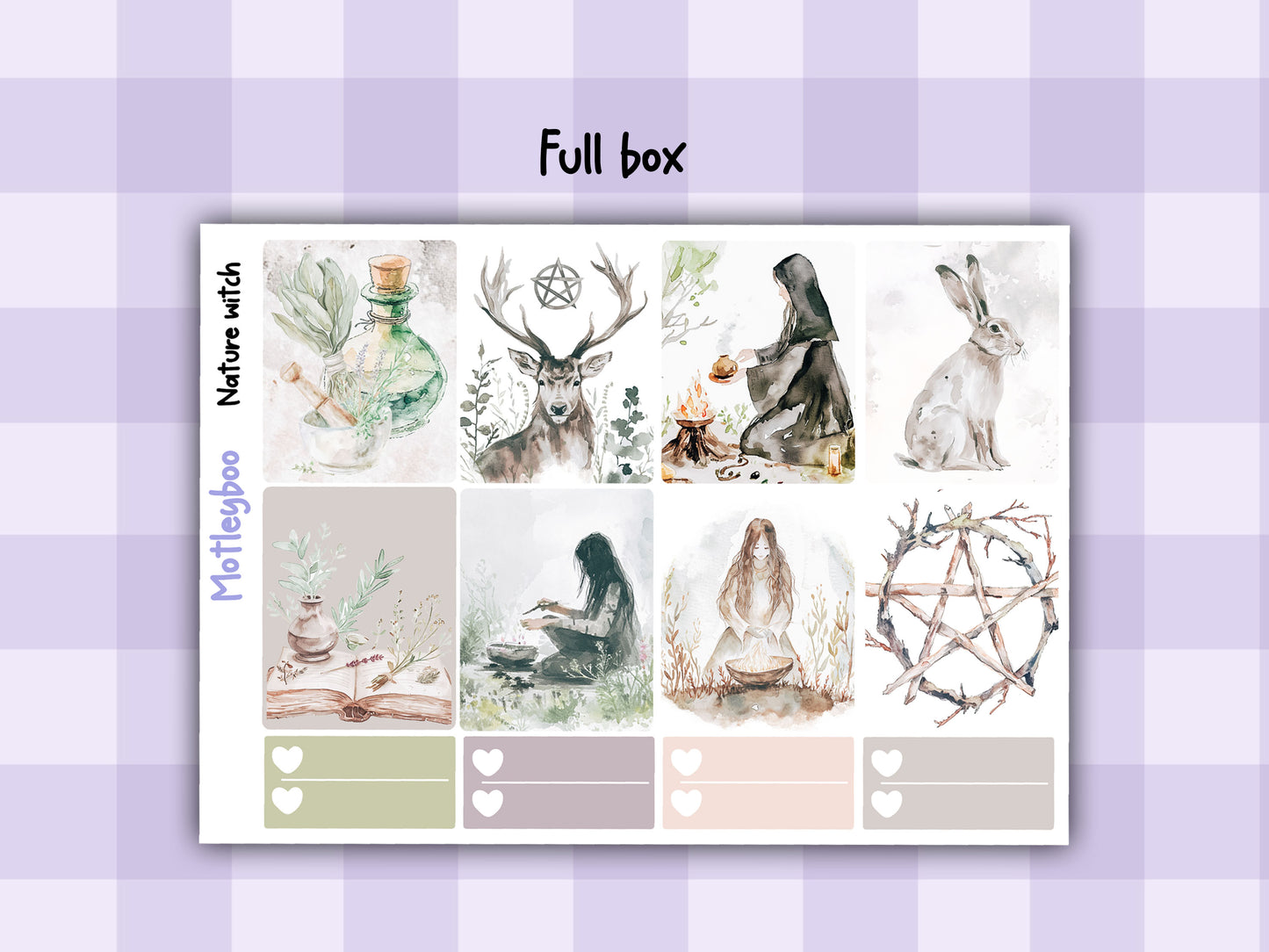 Weekly Planner Sticker Kit, Witchy mystical Vertical Planning Stickers, Nature witch