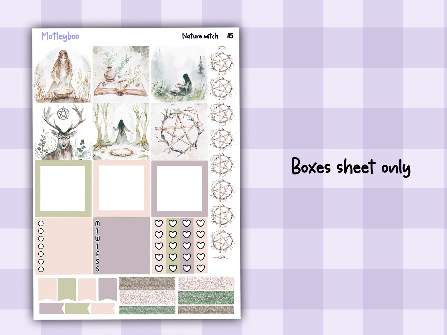 Hobonichi cousin, weekly planner sticker kit, NATURE WITCH