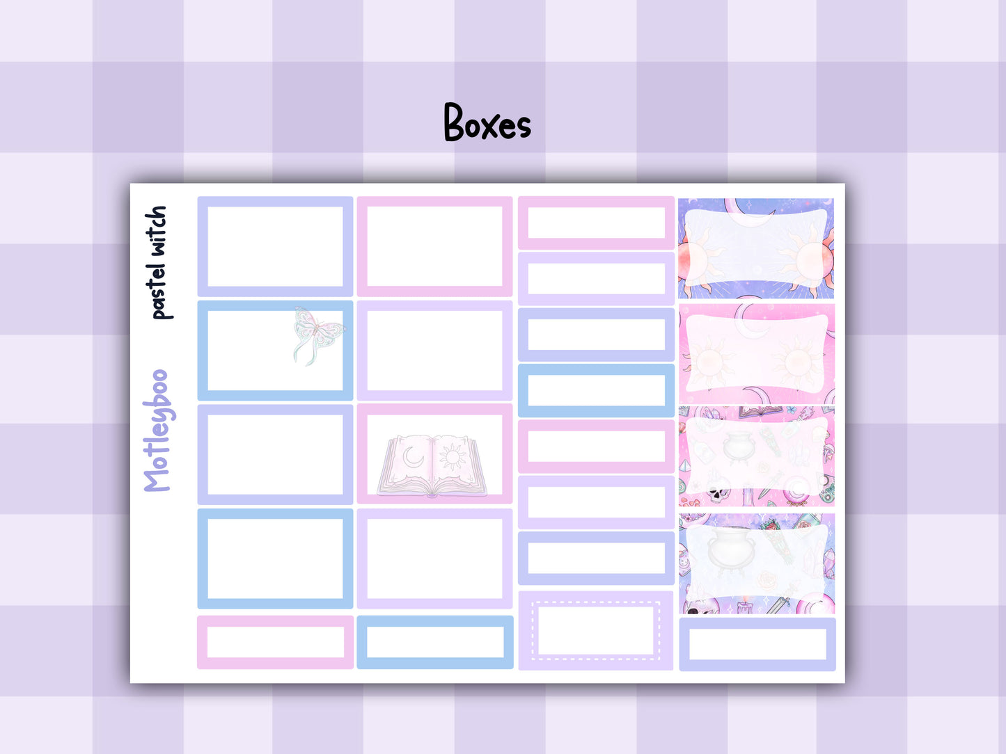 Goth Weekly Planner Sticker Kit, Spooky witchy Halloween Vertical Planning Stickers, Pastel witch