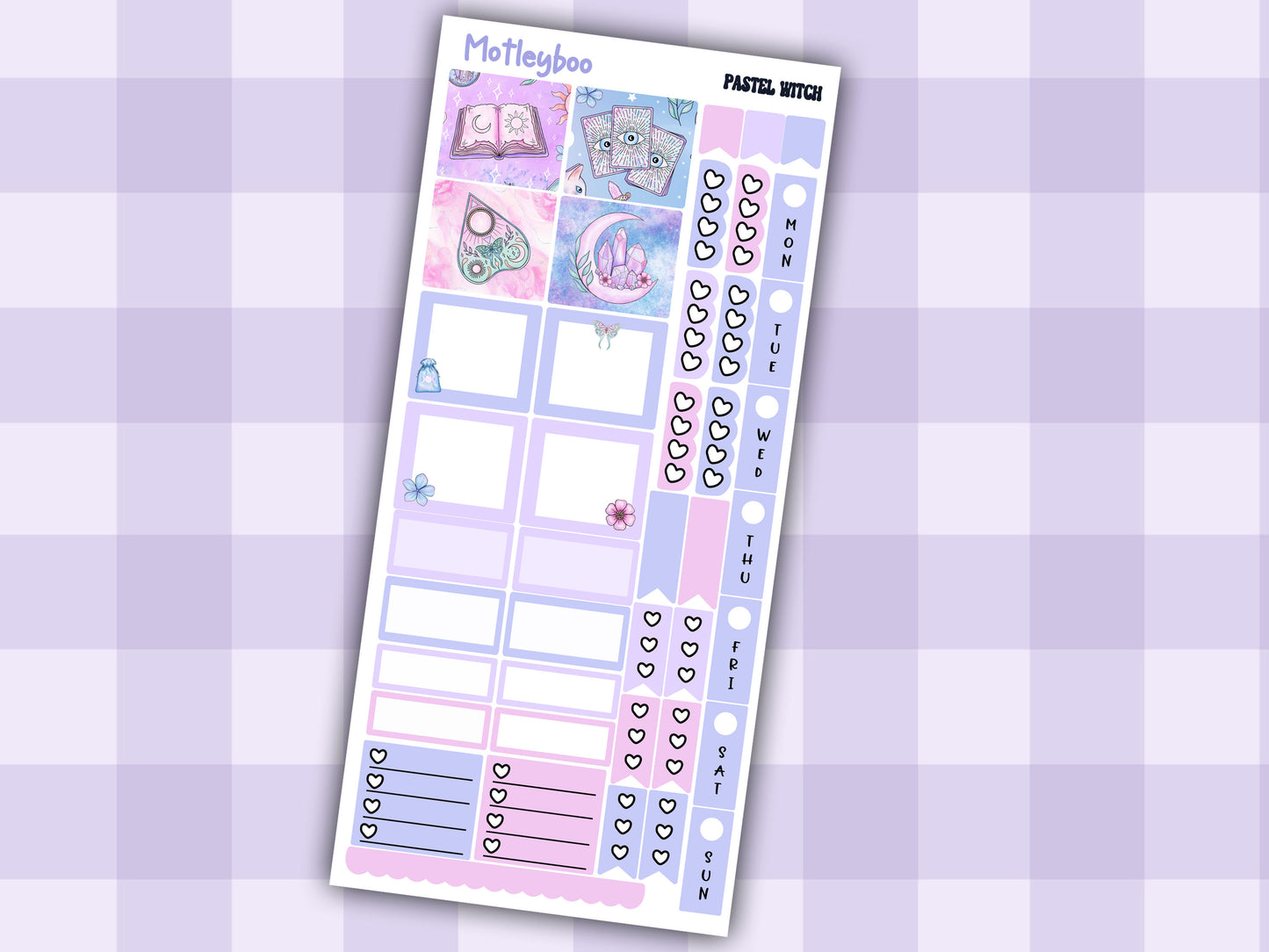 Hobonichi weeks, weekly planner sticker kit, Pastel witch