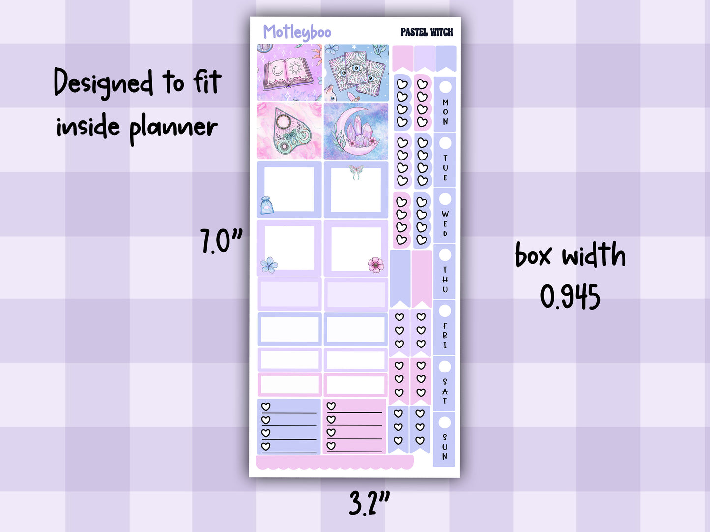 Hobonichi weeks, weekly planner sticker kit, Pastel witch