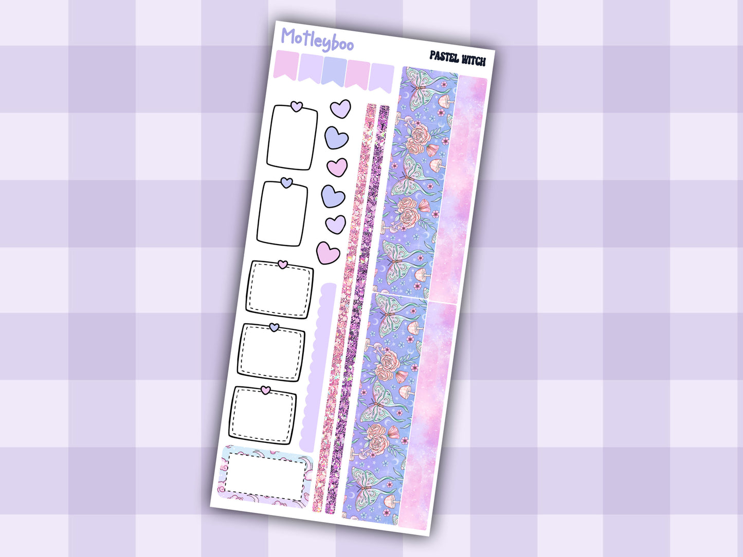 Hobonichi weeks, weekly planner sticker kit, Pastel witch