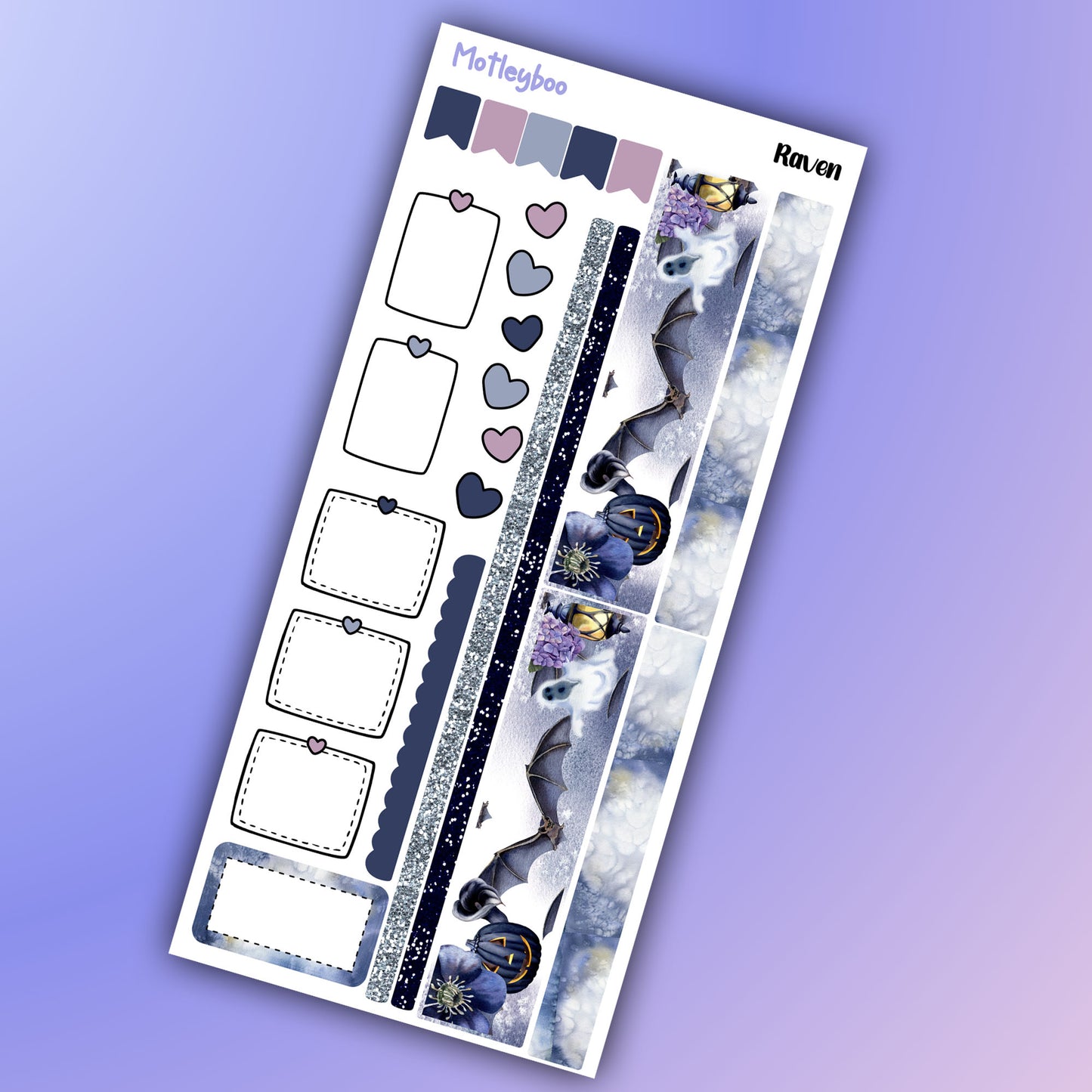 Gothic hobonichi weekly sticker kit, raven stickers, spooky stickers