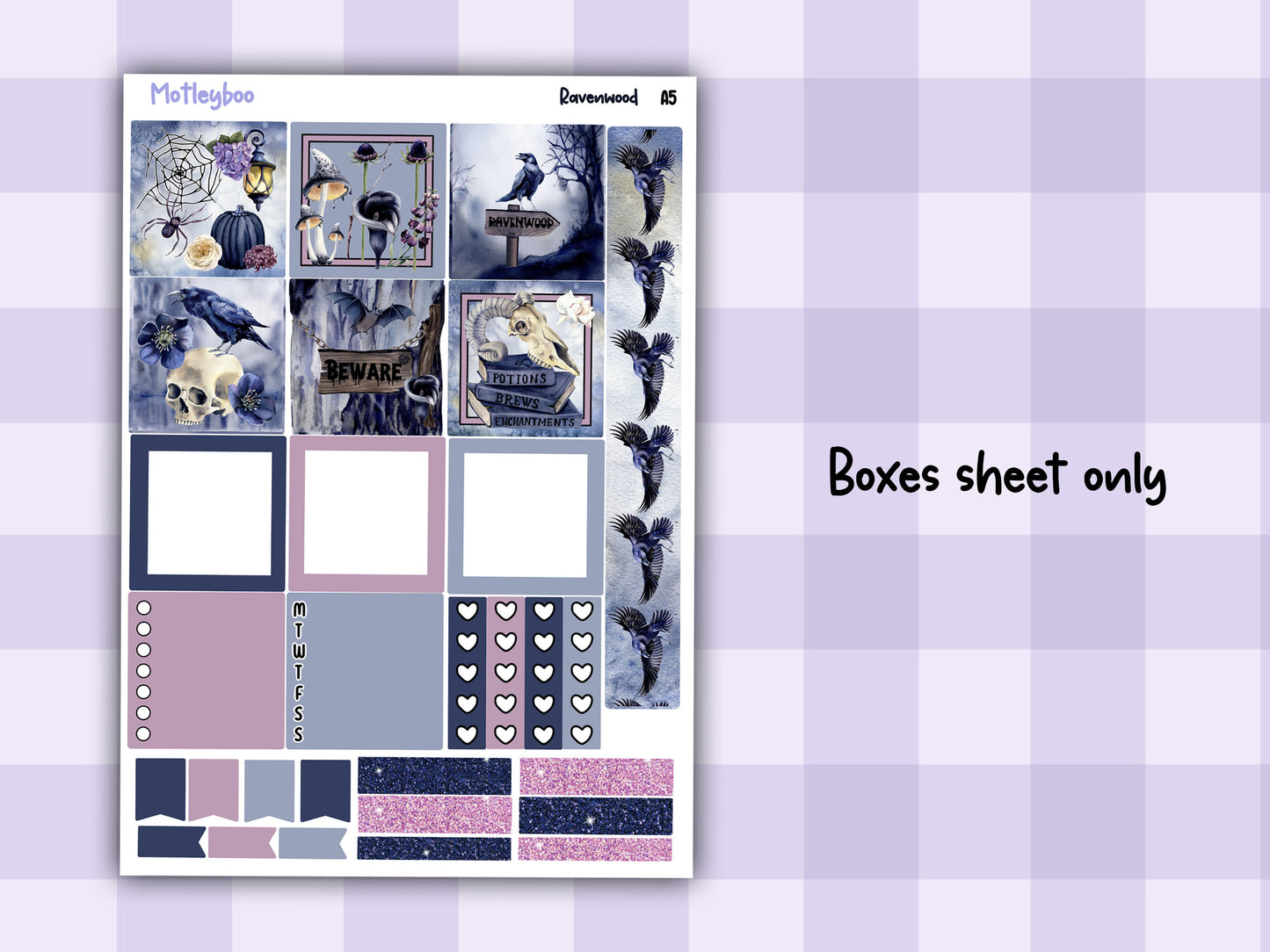 Hobonichi cousin, weekly planner sticker kit, SPOOKY GOTH HALLOWEEN, RAVENWOOD