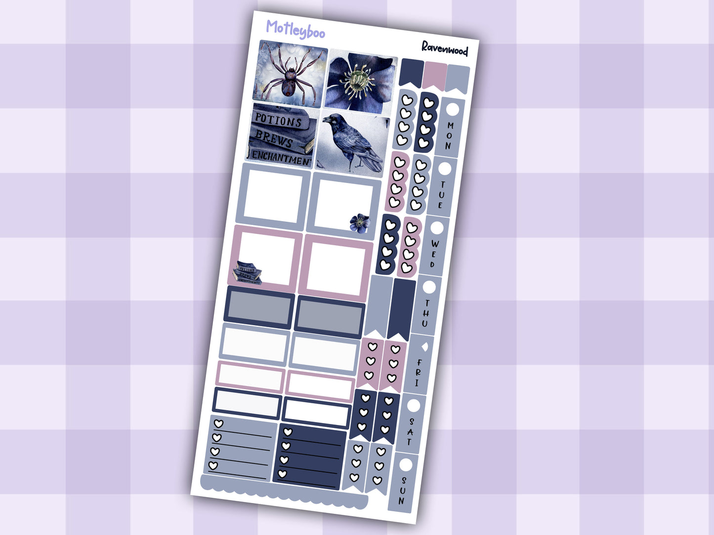 Spooky halloween Gothic hobonichi weekly sticker kit, RAVENWOOD