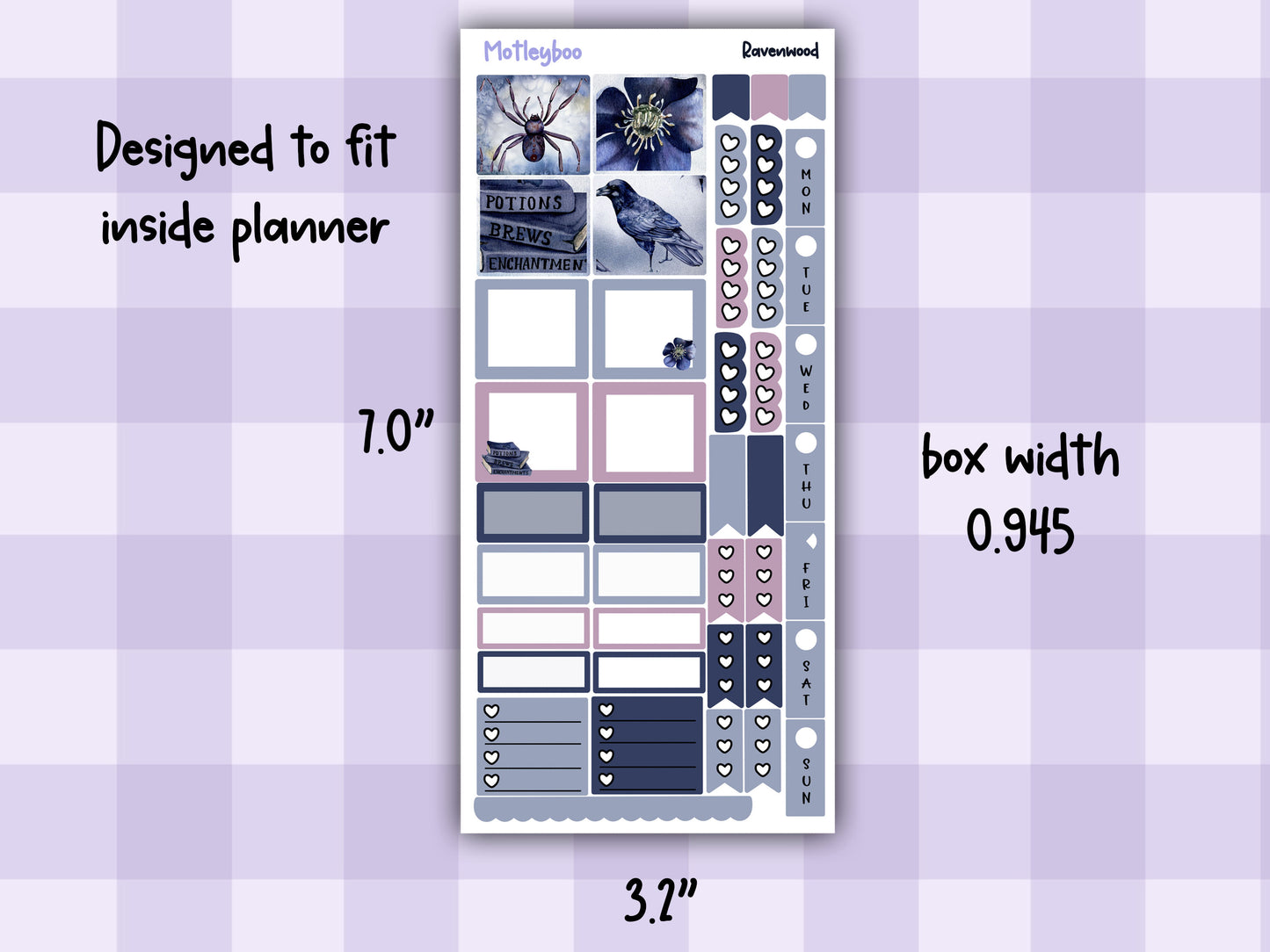 Spooky halloween Gothic hobonichi weekly sticker kit, RAVENWOOD