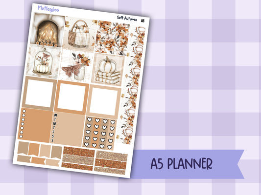 Hobonichi cousin, weekly planner sticker kit, Soft Autumn