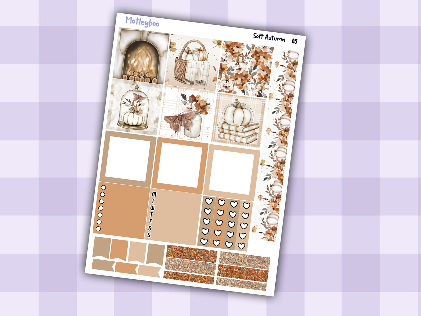 Hobonichi cousin, weekly planner sticker kit, Soft Autumn