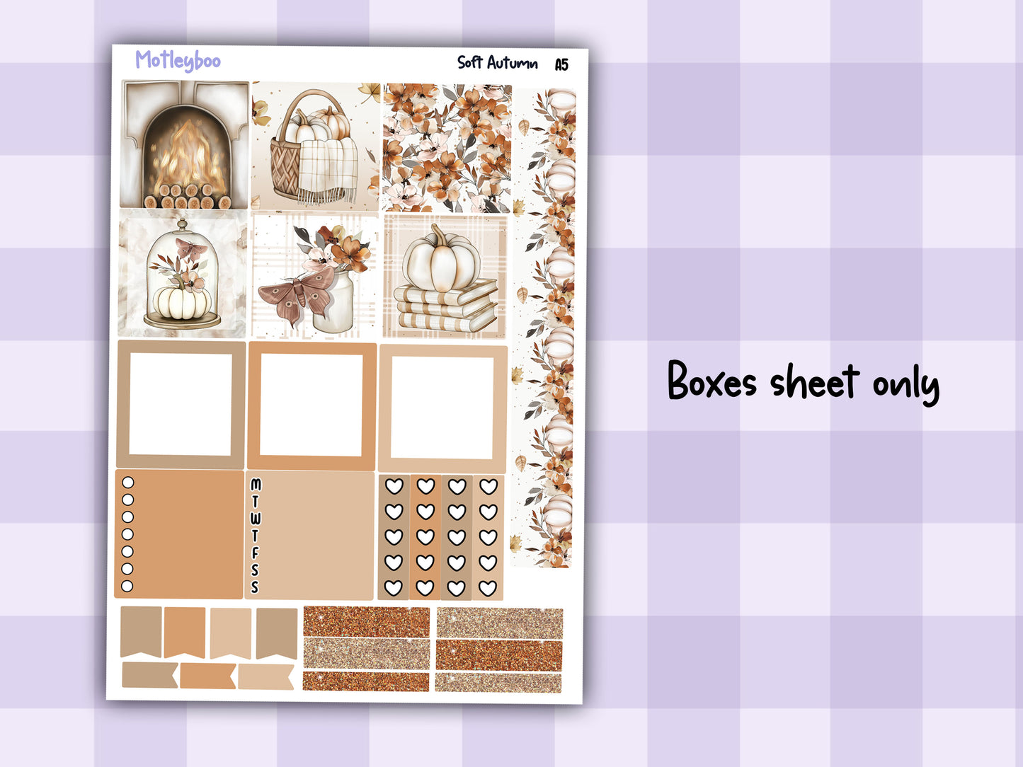 Hobonichi cousin, weekly planner sticker kit, Soft Autumn