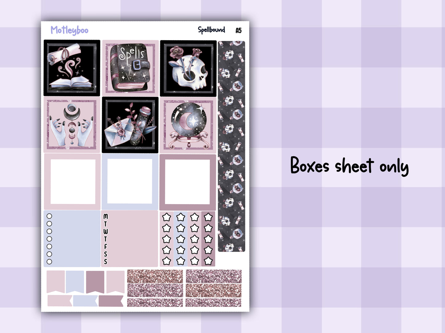A5 Hobonichi cousin planner sticker kit, spooky planner stickers, hobonichi cousin Spellbound