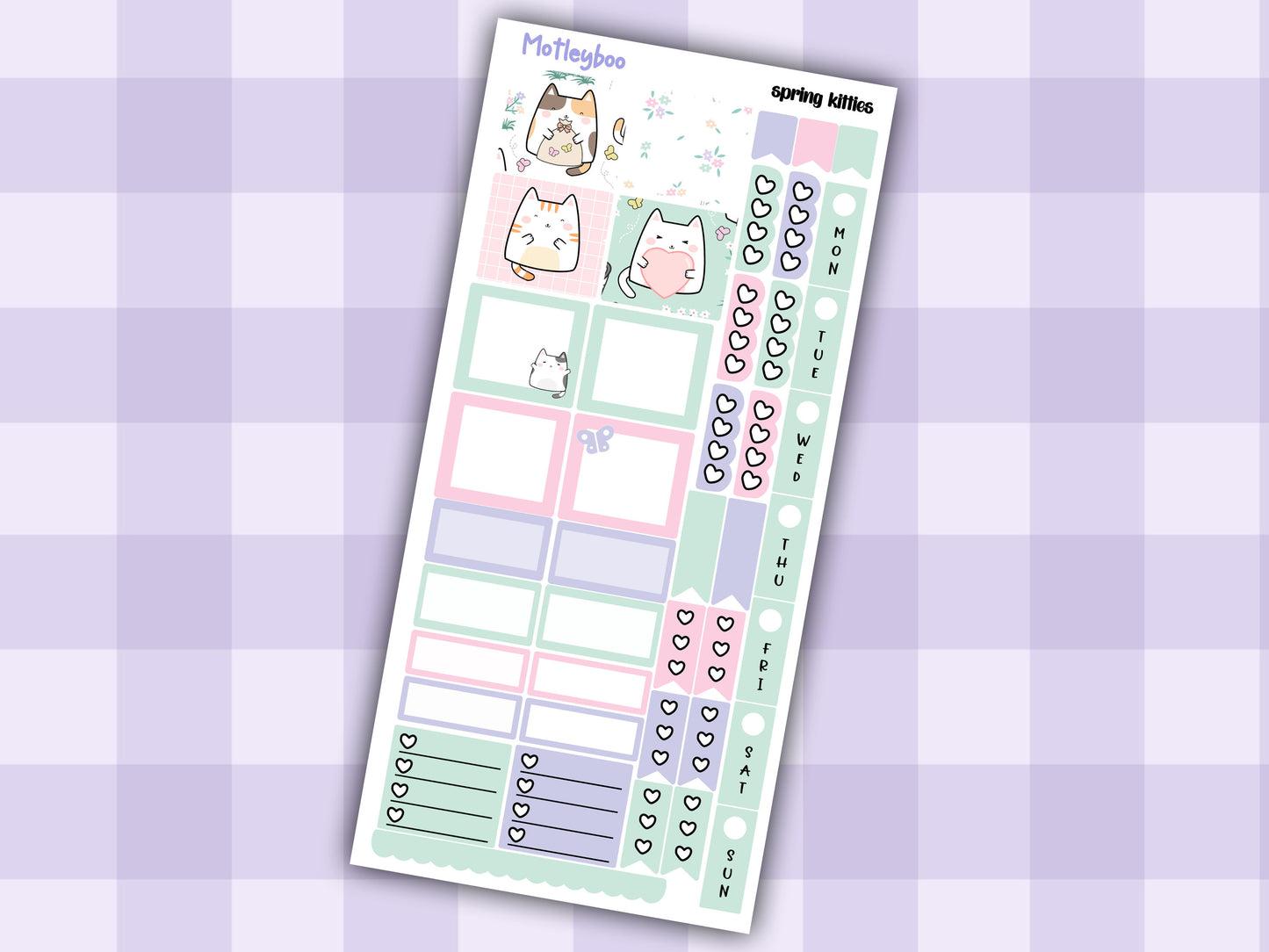 Hobonichi weeks, sticker kit, hobonichi planner, planner stickers, Spring kitties