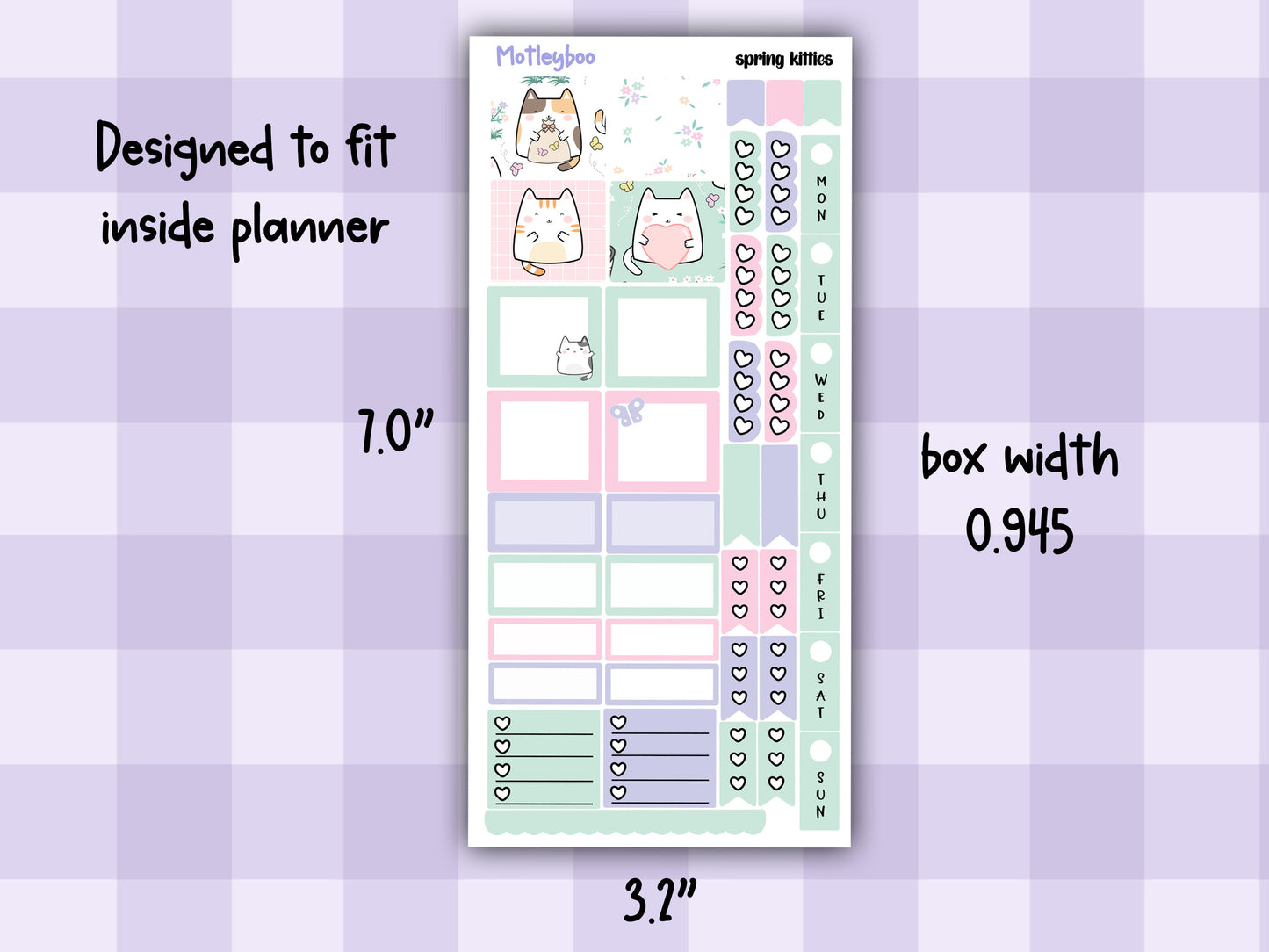 Hobonichi weeks, sticker kit, hobonichi planner, planner stickers, Spring kitties