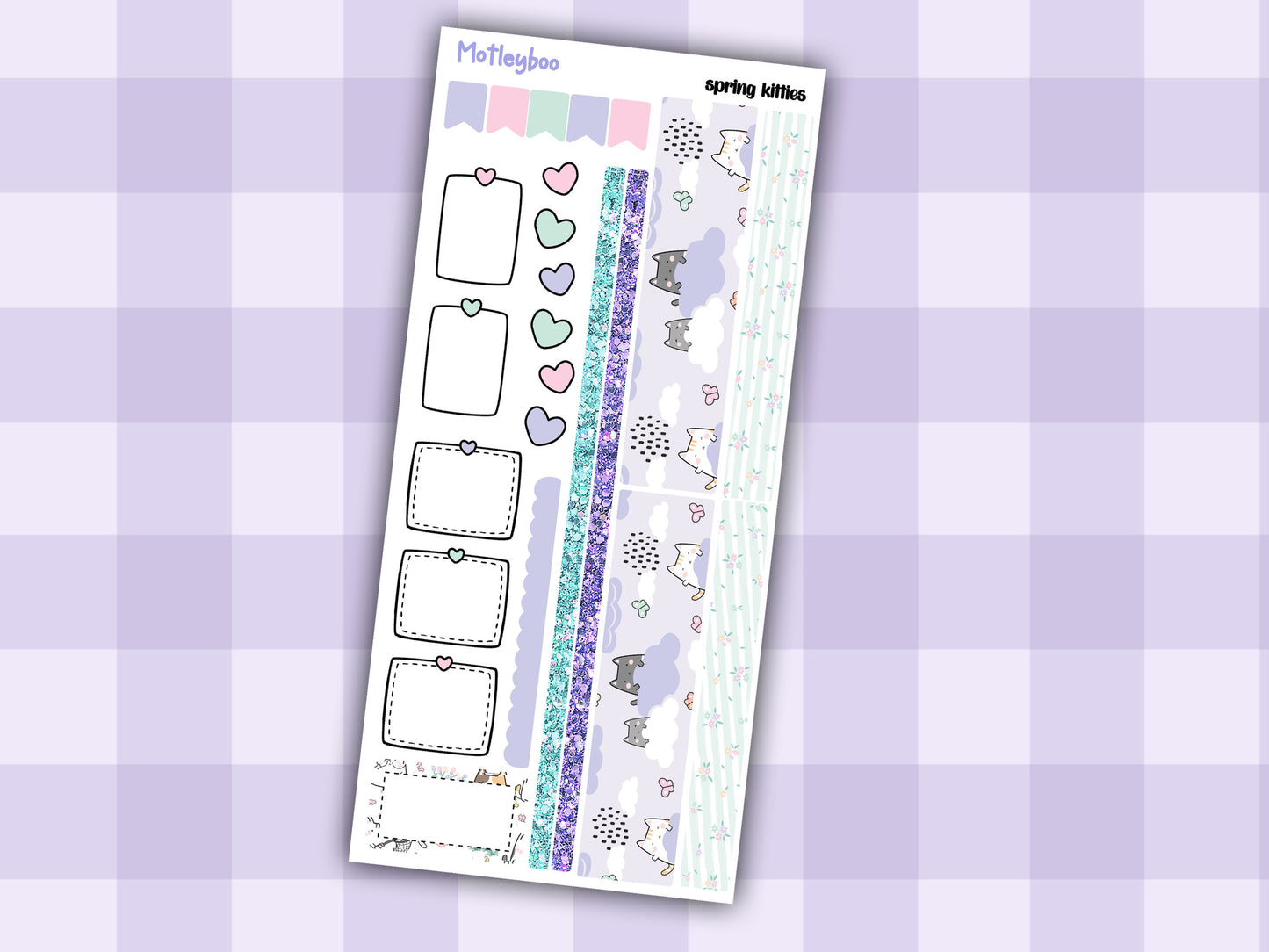 Hobonichi weeks, sticker kit, hobonichi planner, planner stickers, Spring kitties