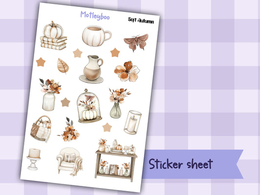 Soft Autumn sticker sheet, fall stickers