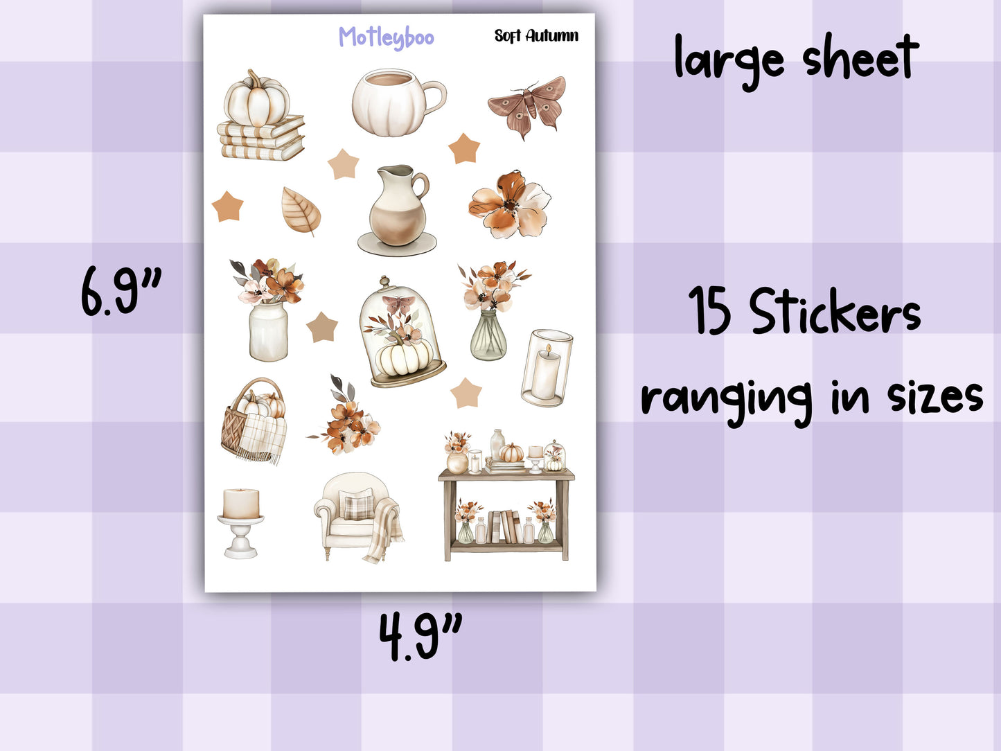 Soft Autumn sticker sheet, fall stickers