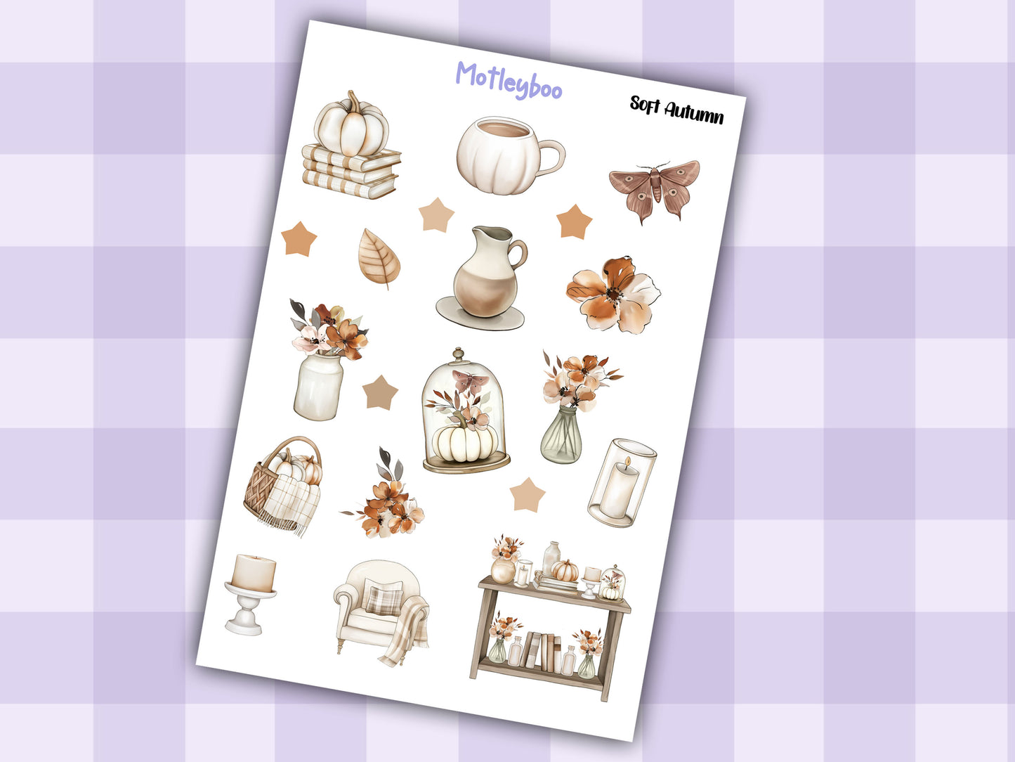 Soft Autumn sticker sheet, fall stickers
