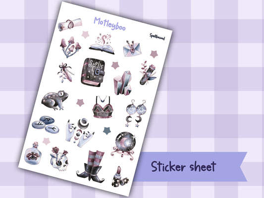 Planner sticker sheet, stickers, Spellbound