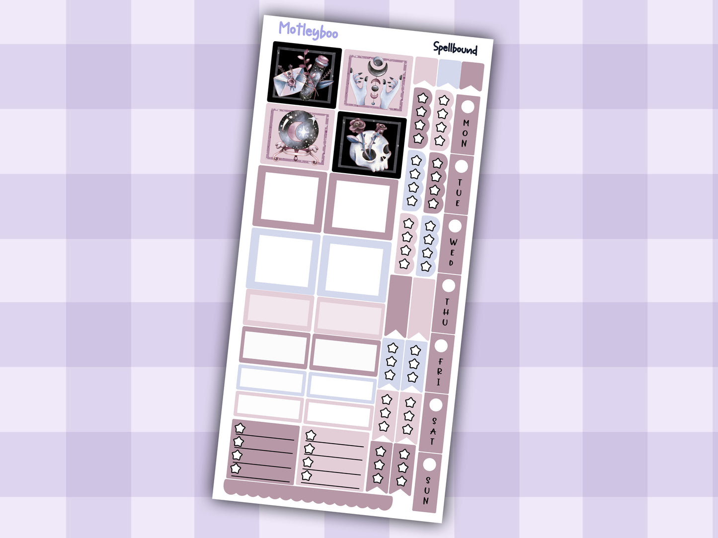 Hobonichi weeks weekly planner sticker kit, spooky planner stickers, Spellbound