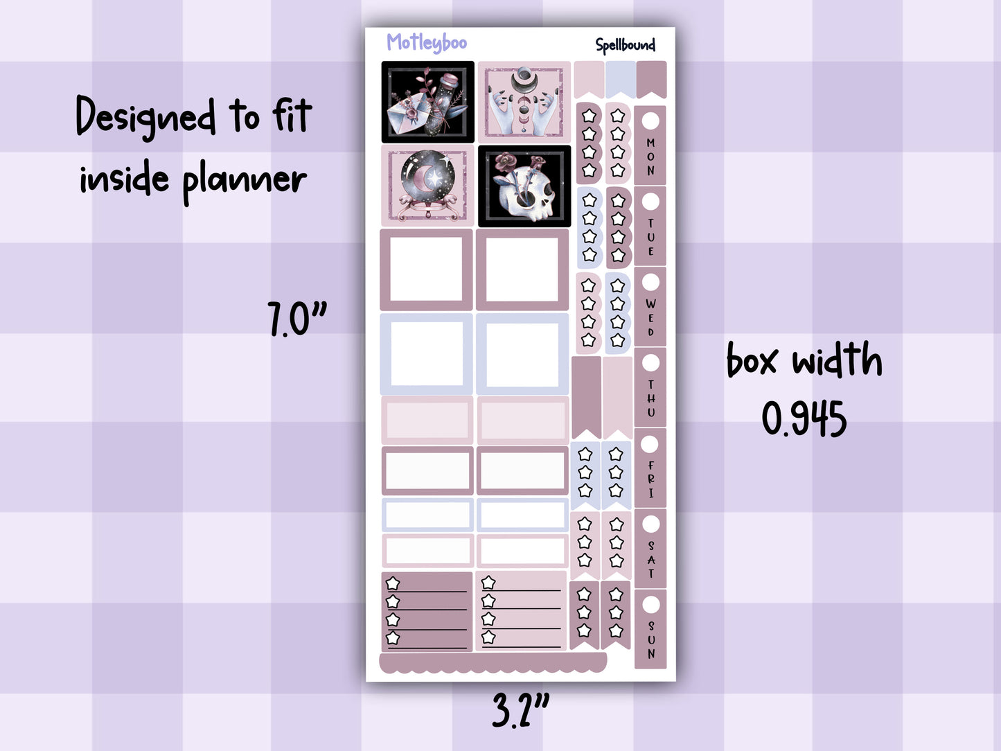 Hobonichi weeks weekly planner sticker kit, spooky planner stickers, Spellbound