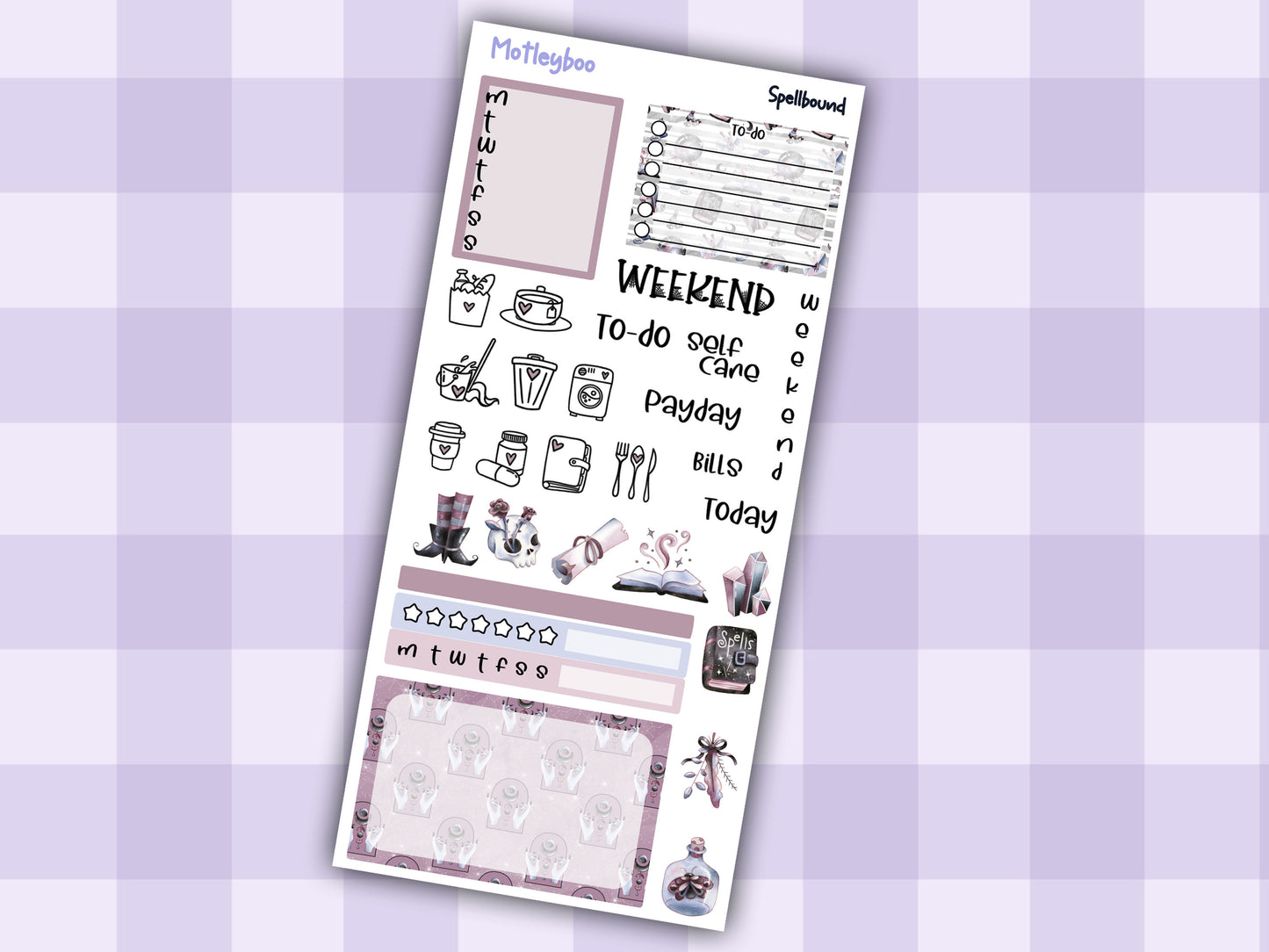 Hobonichi weeks weekly planner sticker kit, spooky planner stickers, Spellbound
