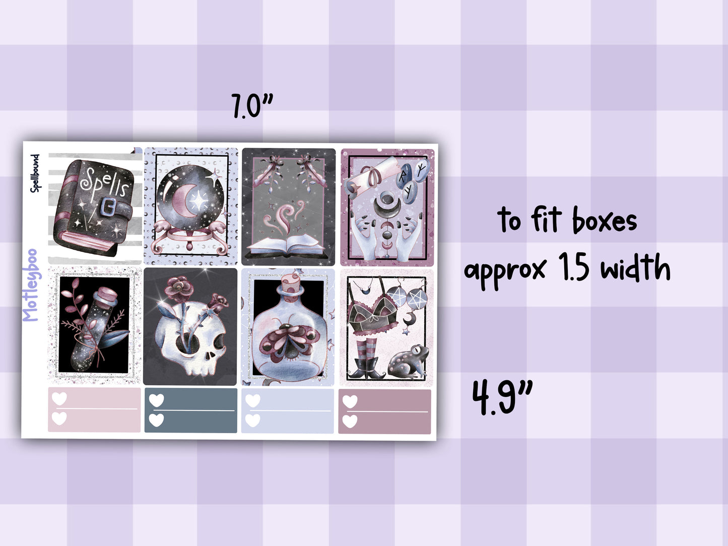 Weekly Planner Sticker Kit, witchy spooky halloween Vertical Planning Stickers, Spellbound