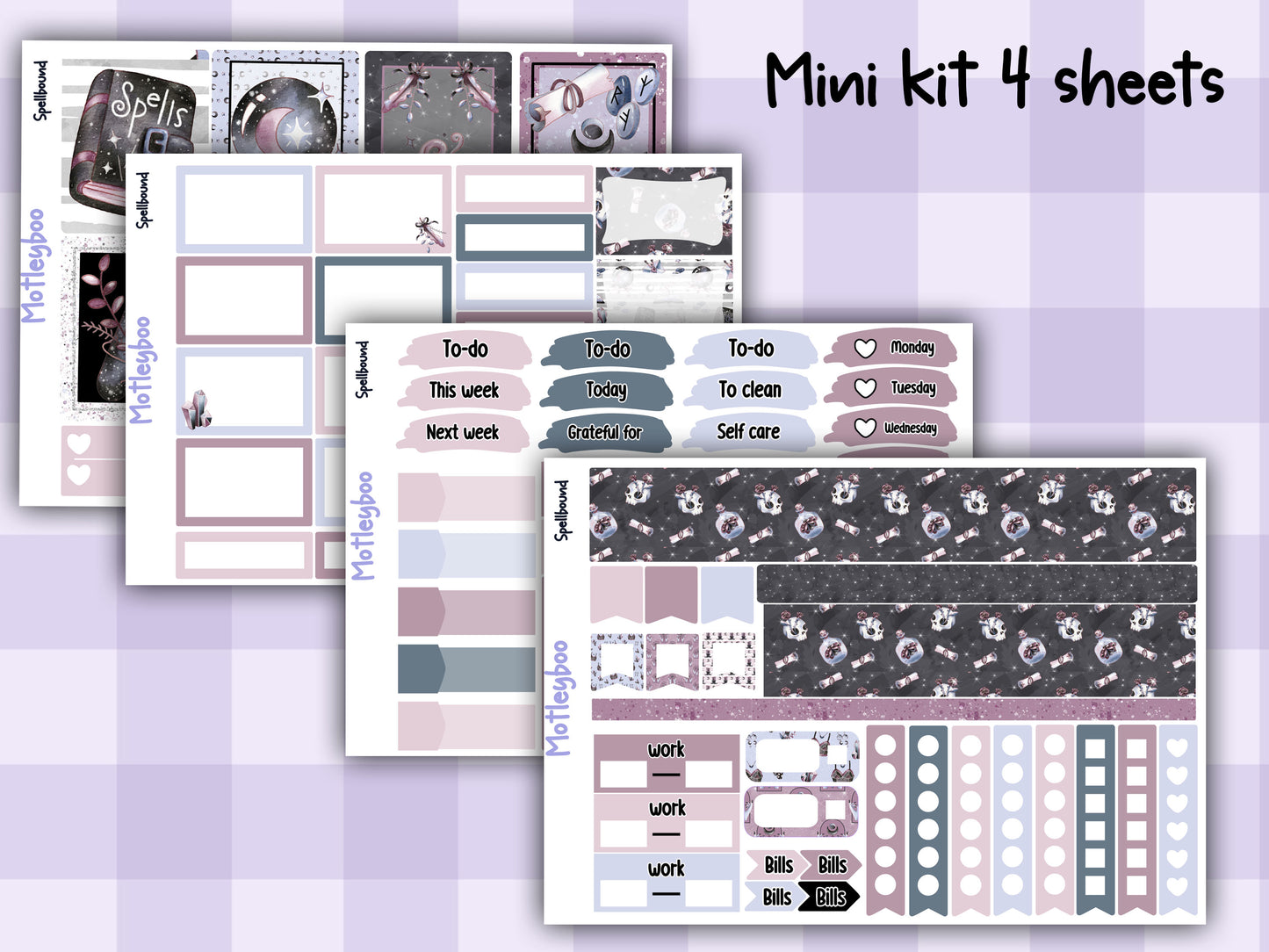 Weekly Planner Sticker Kit, witchy spooky halloween Vertical Planning Stickers, Spellbound