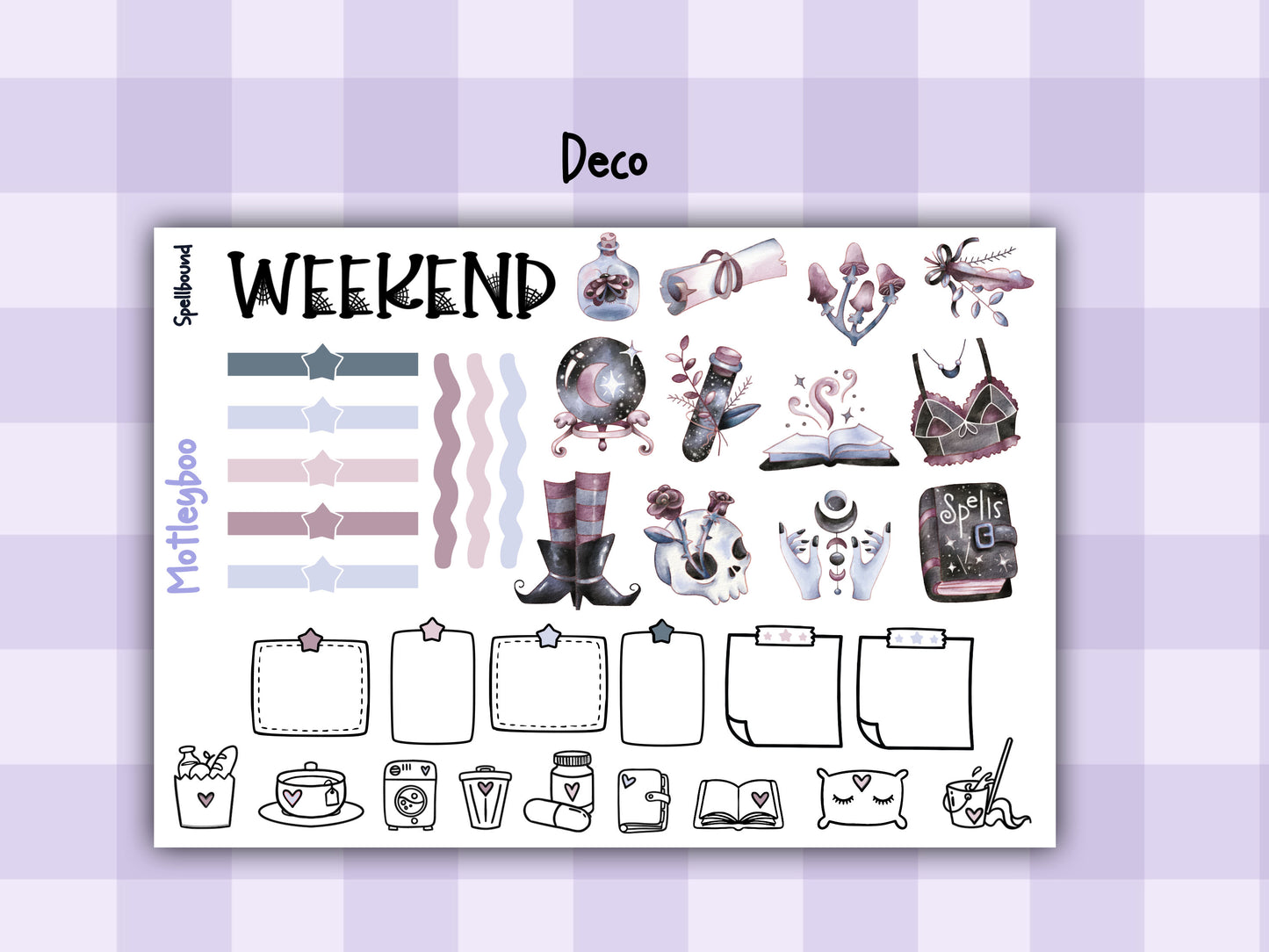Weekly Planner Sticker Kit, witchy spooky halloween Vertical Planning Stickers, Spellbound