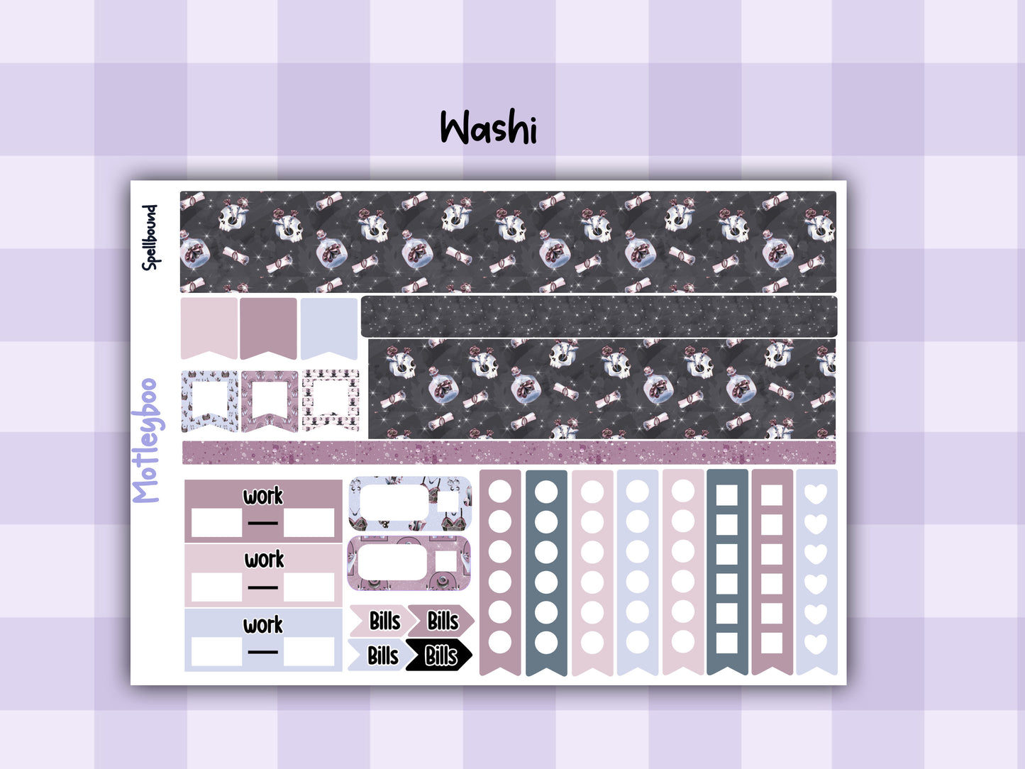 Weekly Planner Sticker Kit, witchy spooky halloween Vertical Planning Stickers, Spellbound