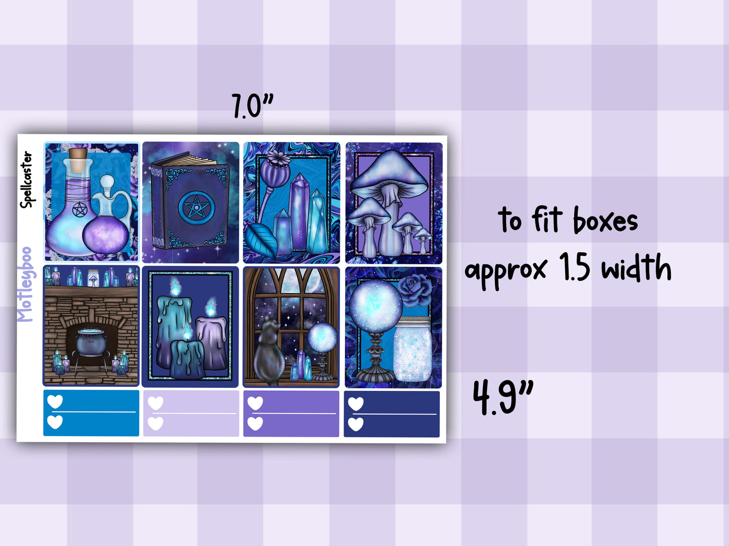 Weekly Planner Sticker Kit, witchy mystical pagan Vertical Planning Stickers, Spellcaster
