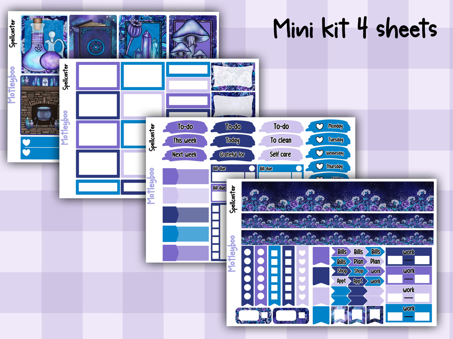Weekly Planner Sticker Kit, witchy mystical pagan Vertical Planning Stickers, Spellcaster